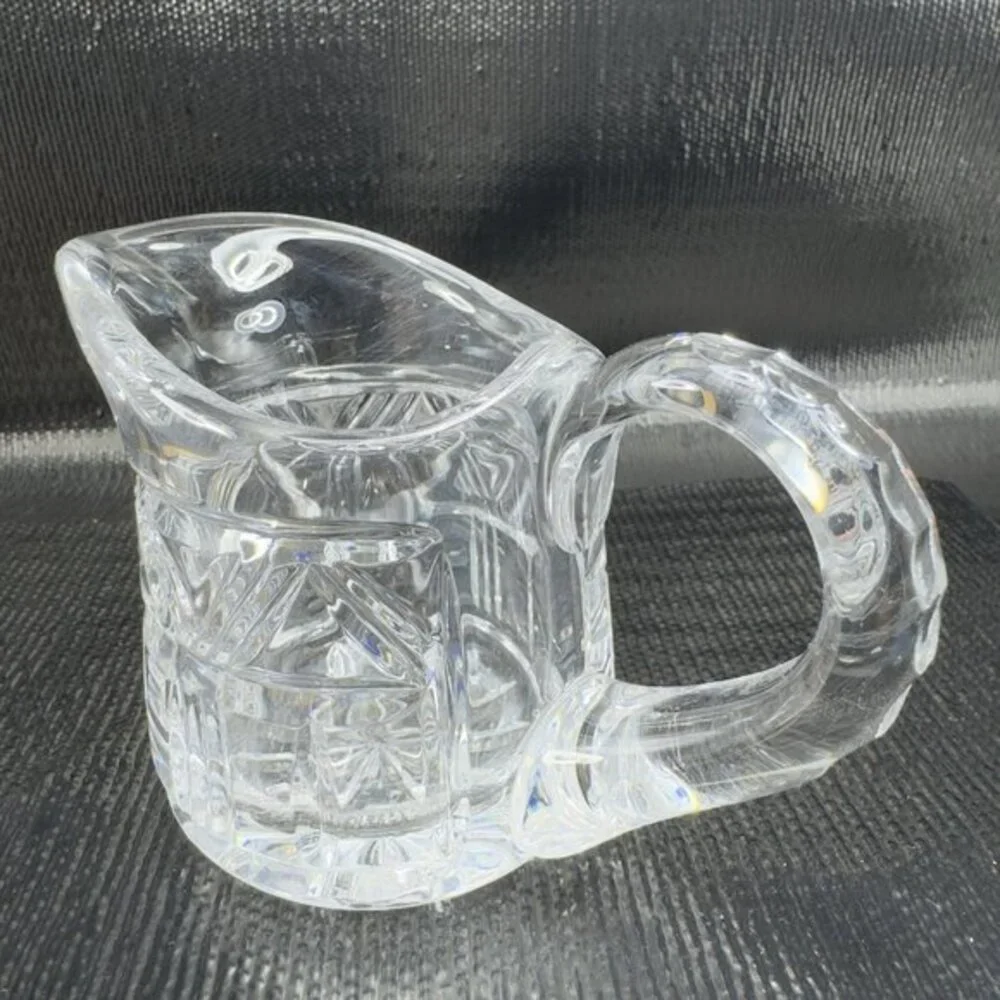 Antique Clear Glass Crystal Small Pitcher‎ Creamer Long Spout Glassware Vintage